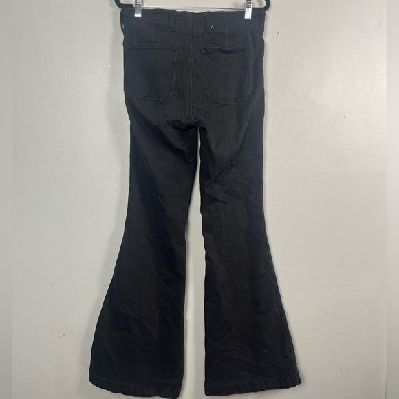 Free people black flare wide bell bottom size 28 stretchy jeans - Picture 3 of 5